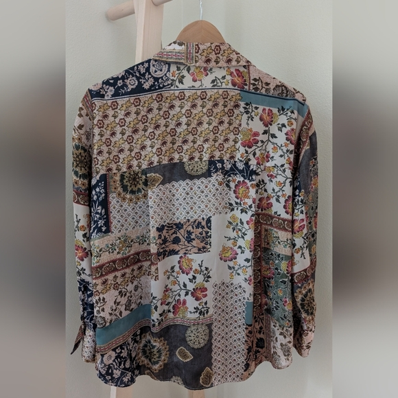ZARA Women's Floral Patchwork Button-Up Blouse, Sz S - Picture 3 of 7